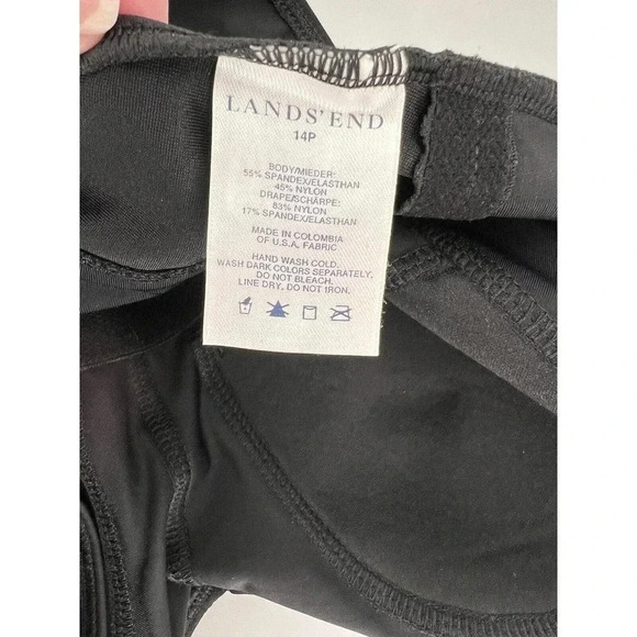 LAND'S END Womens Black Tummy Control GRECIAN STYLE CLASSIC SWIM TANK Size 14P - Picture 5 of 6
